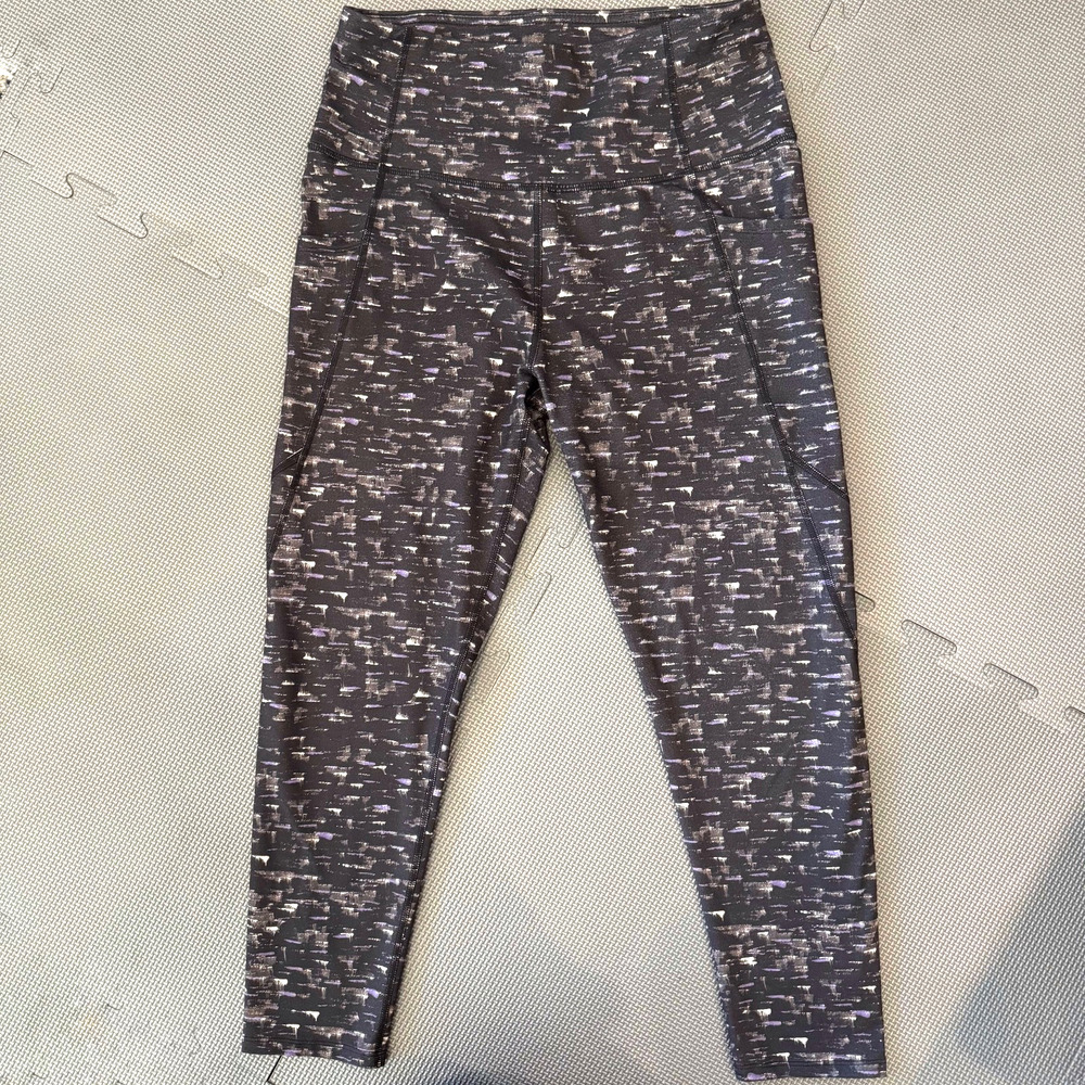 Core 10 High-Waist 7/8 Leggings Large Brushstroke Print Side Pockets Yoga Gym